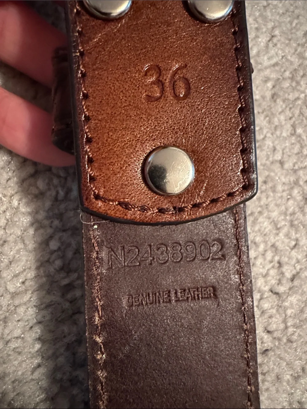 Nocona Vintage Tooled Brown Buffalo Leather Western Belt with Silver Buckle